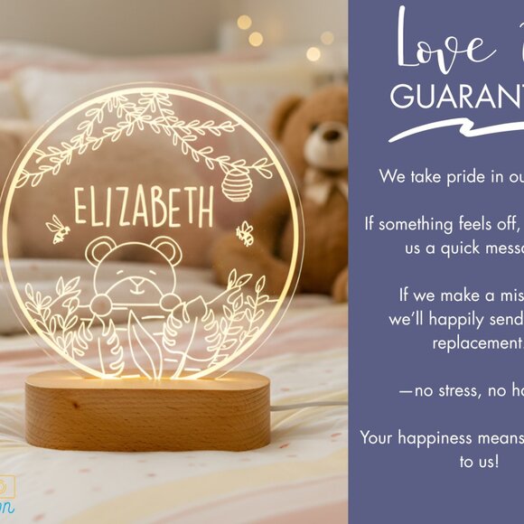 Teddy Bear LED Night Light | Personalized Kids Lamp & Toddler Gift - Picture 6 of 8